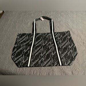 Victoria Secret Logo Weekender Black & White Tote NWT